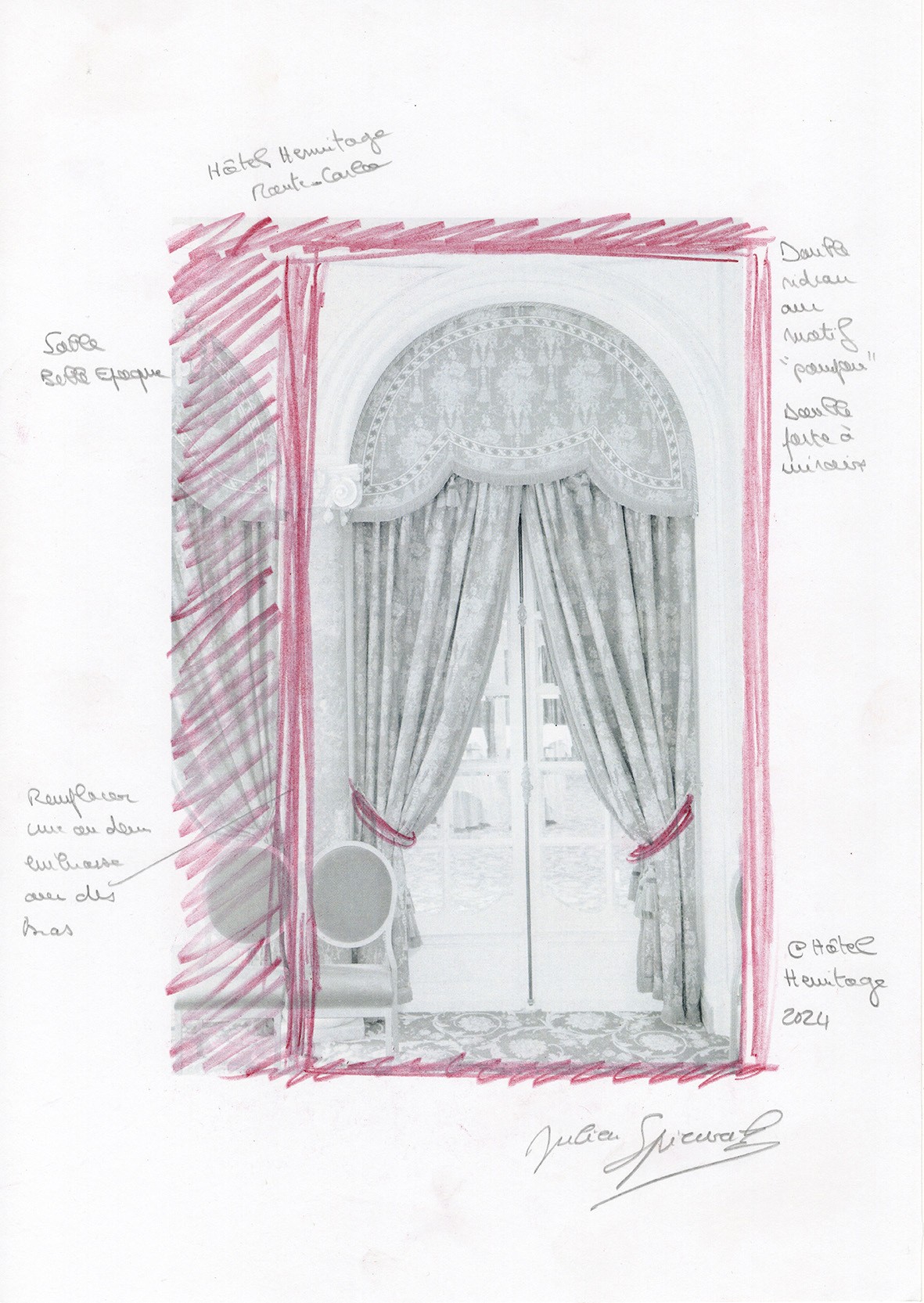 Julien Spiewak: Preparatory study. Hôtel Hermitage Monte-Carlo. 2024