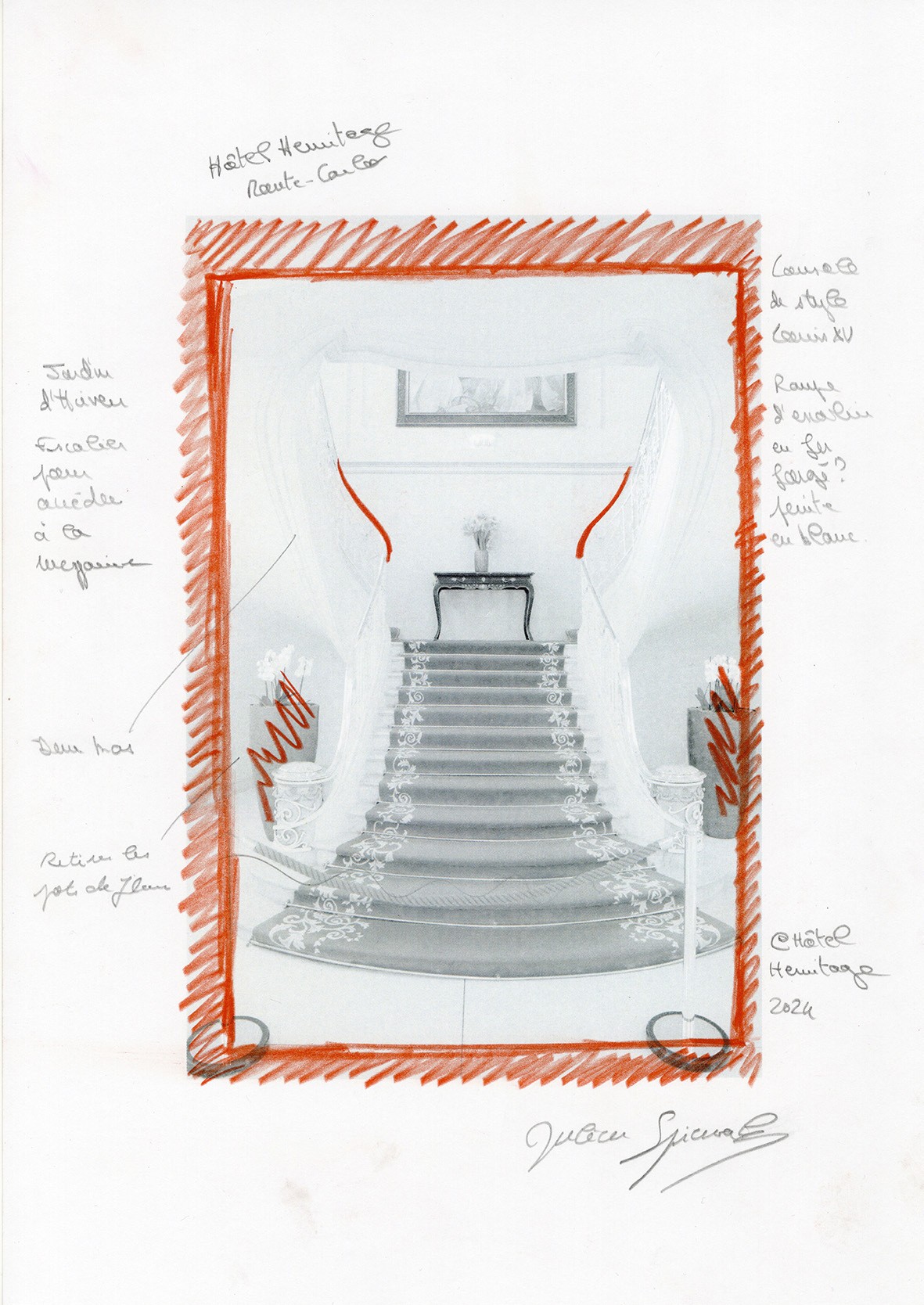 Julien Spiewak: Preparatory study. Hôtel Hermitage Monte-Carlo. 2024