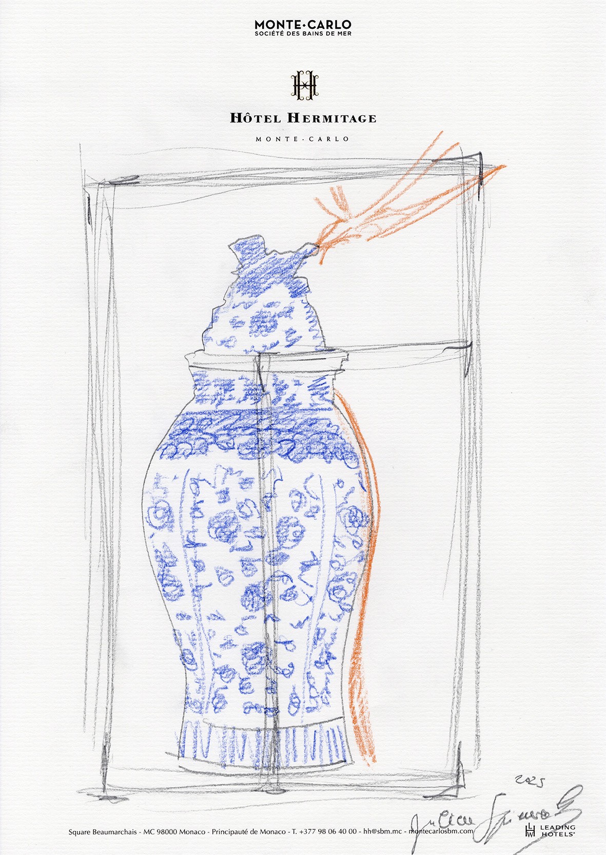 Julien Spiewak: Preparatory study. Hôtel Hermitage Monte-Carlo. 2025